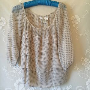 Max Studio Elegant Petite Polka Dot Preppy Top